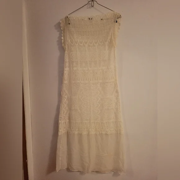 miguelina white lace dress Brielle Rhombus Cotton Embroidery Mini Dress